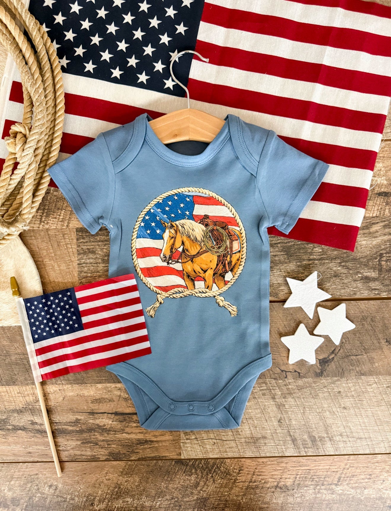 Stars Stripes & Rope Horse- Infant(onesie)Toddler/Youth (tee)