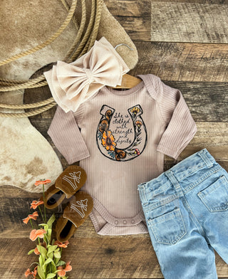 Wildflower Horseshoe L/S Ribbed Onesie/ Tee (little kid)(purple)