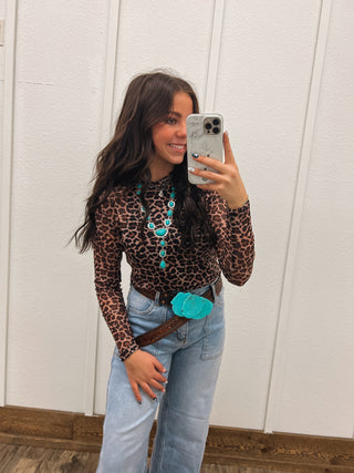 Leopard Days Mesh Top