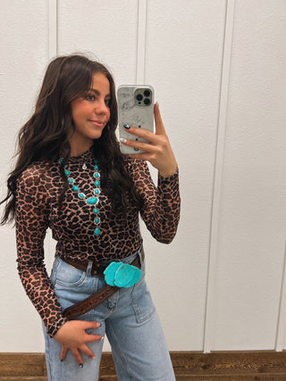 Leopard Days Mesh Top