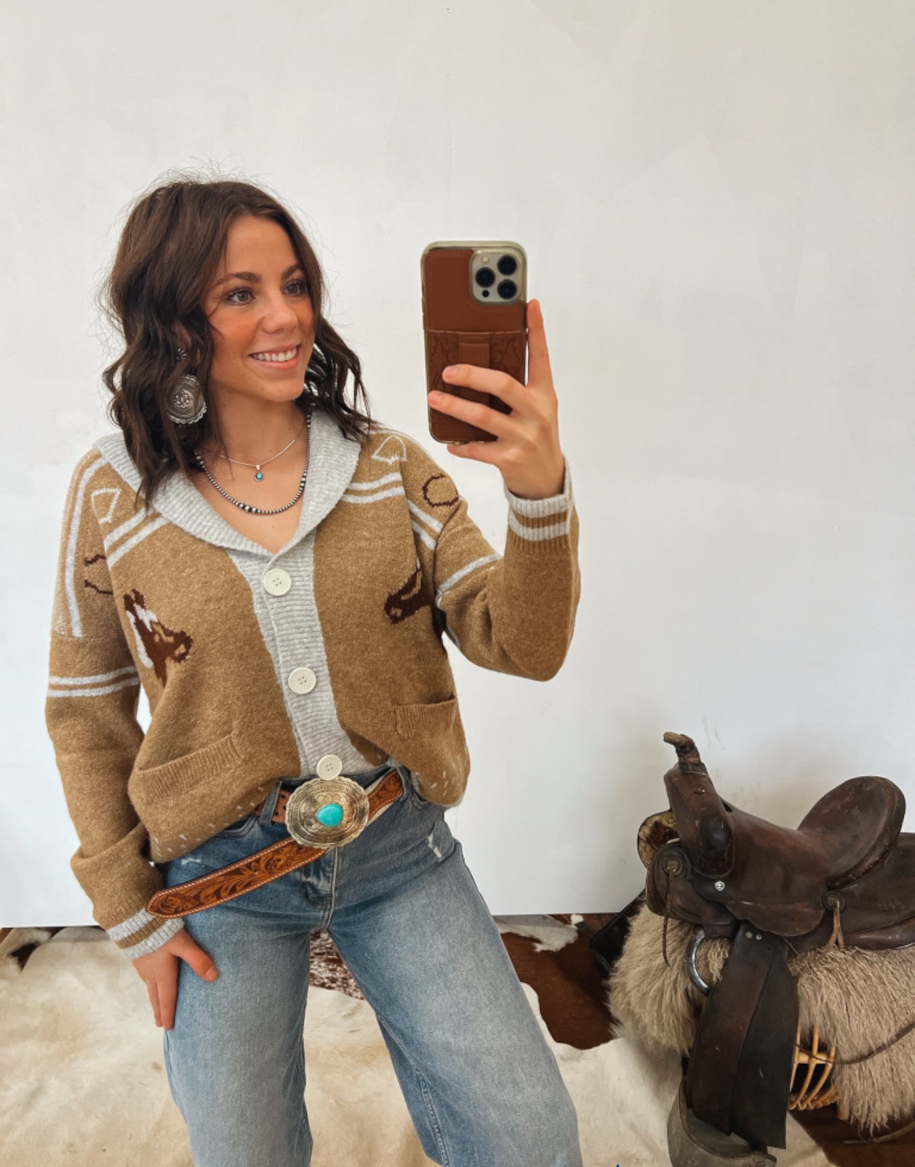 The Wild West Horse Cardigan (Mocha)