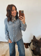 Peter Denim Collared Top
