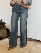 Two Tone Wide Leg Denim (23454)