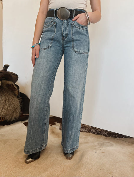Western High Rise Wide Leg Denim (8158) – theFRINGEDpineapple