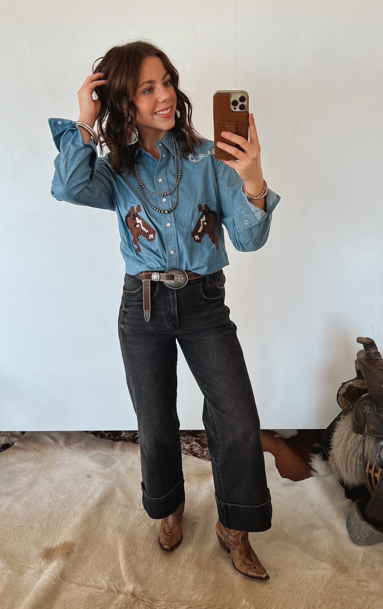 Good Ole Days’ Horse Denim Blouse