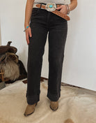Black Canyon Wide Leg Cuffed Denim (P854)