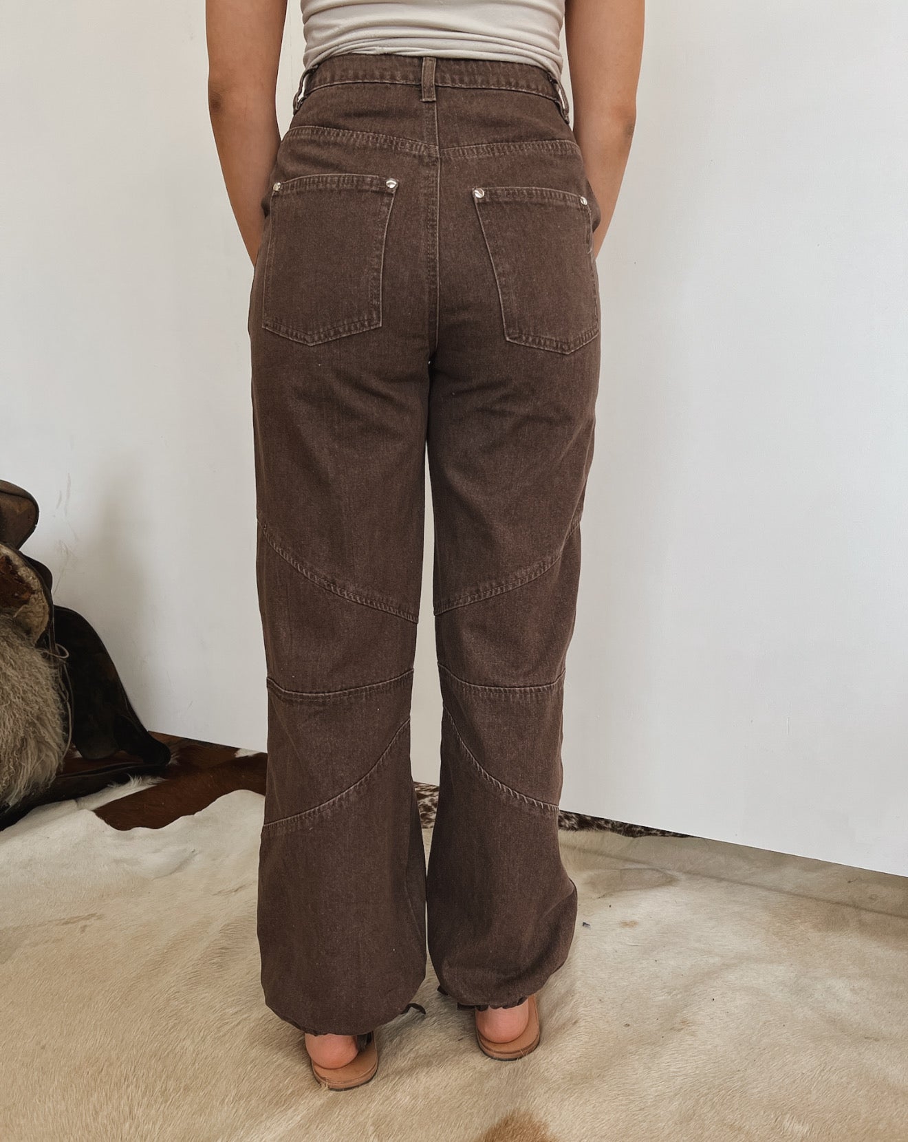 Western Metal Stud Drawstring Denim