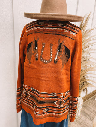 Gone Country Horse Cardigan(Rust)