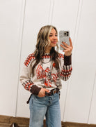 Bronc Ride Of The West Sweater(Brown/Red)