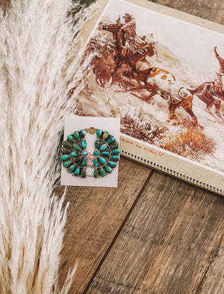 Turquoise Gemstone Half Clusters Studs