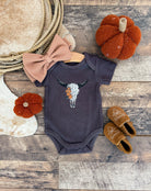 Pumpkin Bull Skull – Ribbed Onesie (Charcoal)