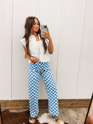 Demi Blue Checkered Pants