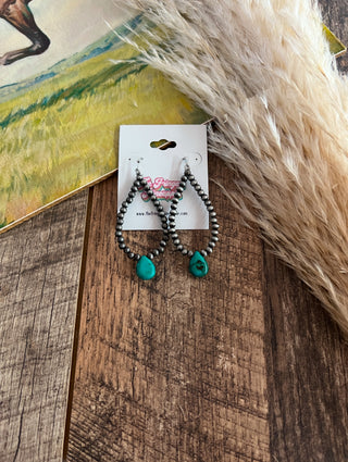 Teardrop Turquoise Navajo Pearl Earrings