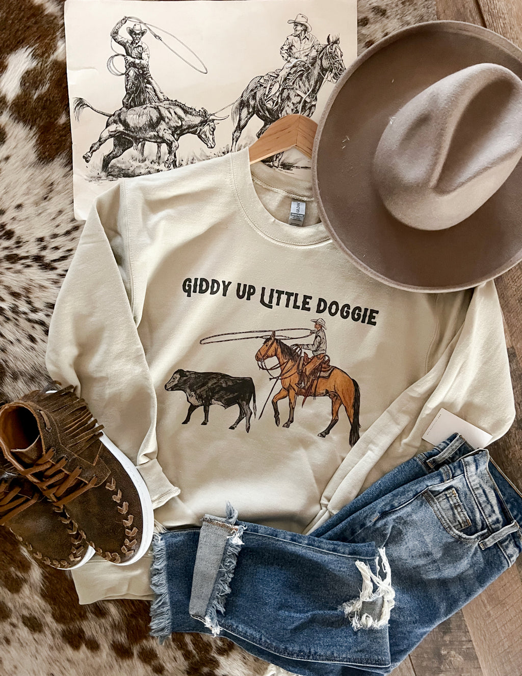 Giddy Up Little Doggie Sweatshirt (natural)