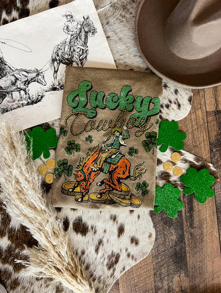 Lucky Cowboy St Patrick's Design Tee Or Sweatshirt