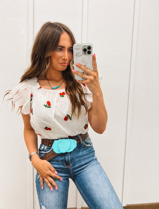 Cherry Lover Scalloped Top