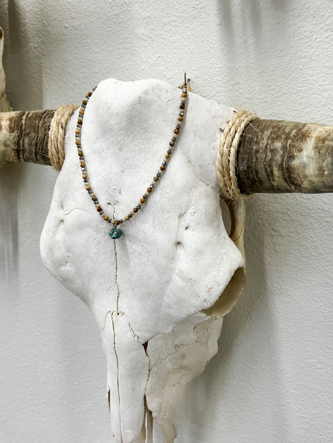 Neutral Beaded Turquoise Chocker Necklace