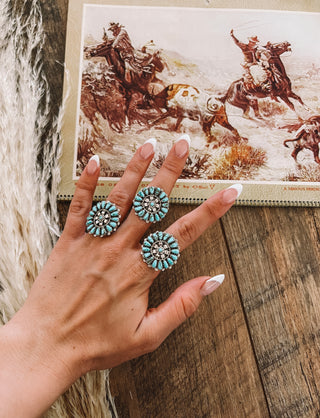 Western Turquoise Circle Up Ring