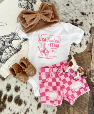 Western 4th Of July-USA Rodeo Team Pink (Infant/Toddler/Youth)(Natural) (Copy)