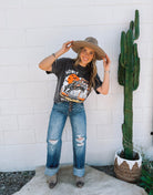 Halloween Bronc Pumpkin Cowboy Tee (Distressed Black)