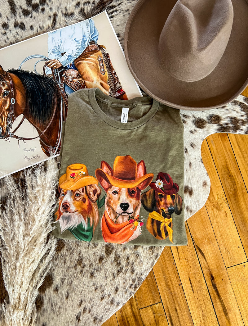 The Trio Cowdog Tee(Green)(Fringed exclusive)