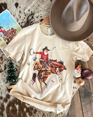 Cowboy  Christmas Design Tee or Sweatshirt (cream) (Adult)