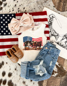 Freedom Flag Horses Lace Tank Onesie (little kid)(white)