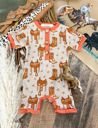 Saddle Up Button Romper-Final Sale