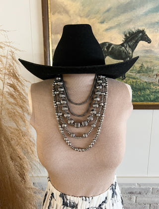 5 Strand Silver Bead Necklace