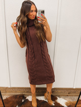 Cowgirl Gone West Knit Sweater Dress(Brown)
