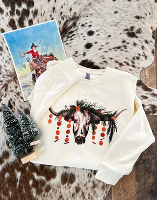 Orange Garland Longhorn Christmas Sweatshirt (adult)