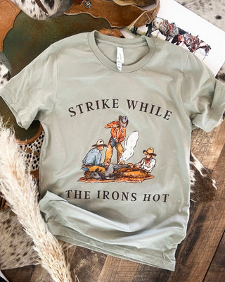 Strike While The Irons Hot Sweatshirt or Tee(Seafoam)