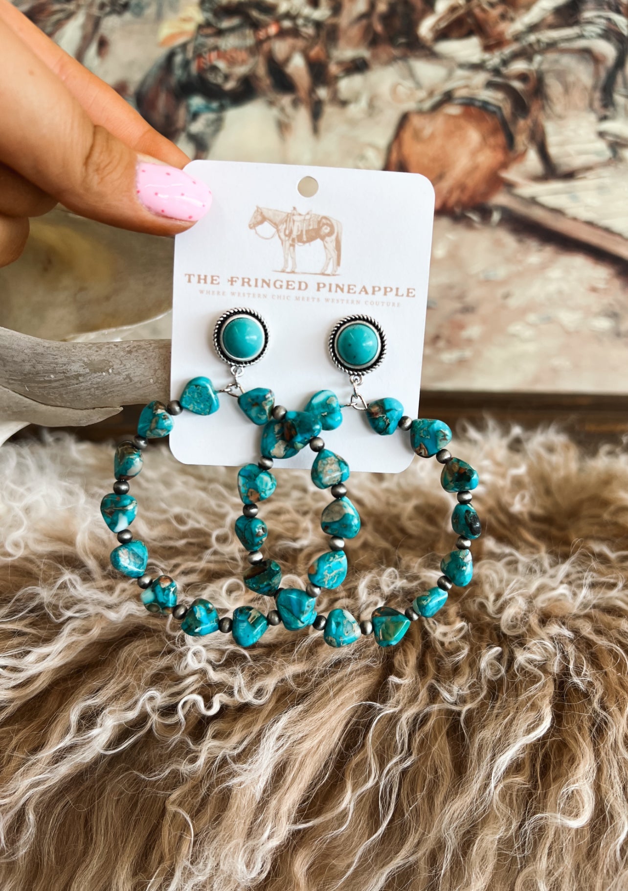 Turquoise Heart Gemstone Hoops