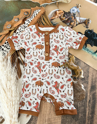 Western Cowboy Dreamin Button Romper-Final Sale