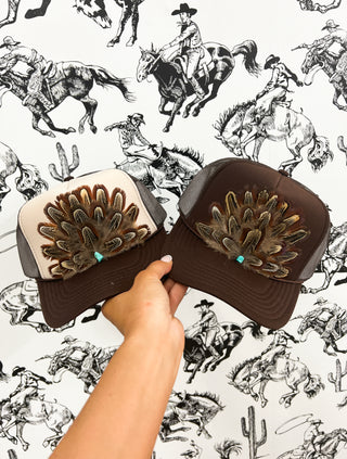 Western Cowgirl Feather Trucker Hats