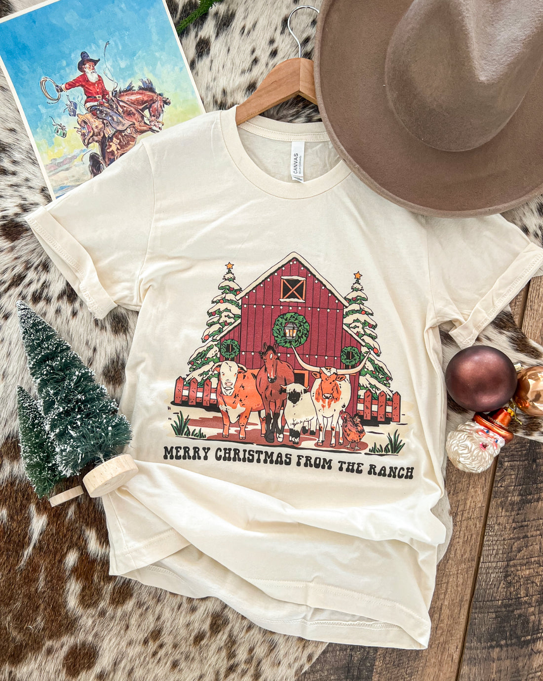 Merry Christmas From The Ranch Design Tee or Sweatshirt (cream) (Adult)