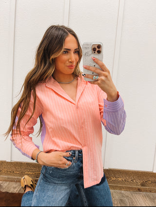 Why Choose One Button Down(Pink/Purple)