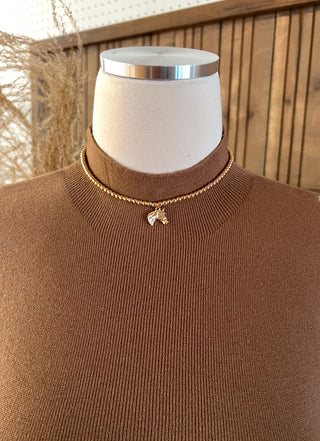 Horse Head Charm Gold Necklace