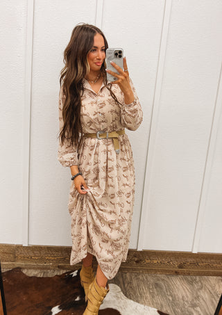 Neutral Howdy Lasso Maxi Dress