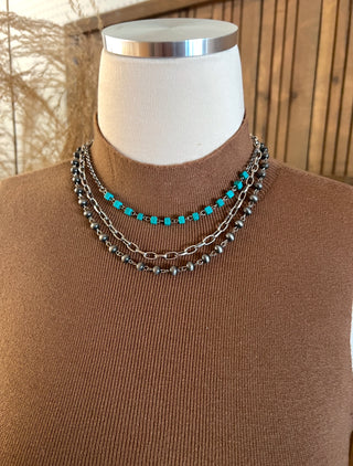 3 Layered Turquoise & Faux Navajo Necklace