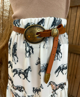 Oval Babe Vintage Belt (Camel)