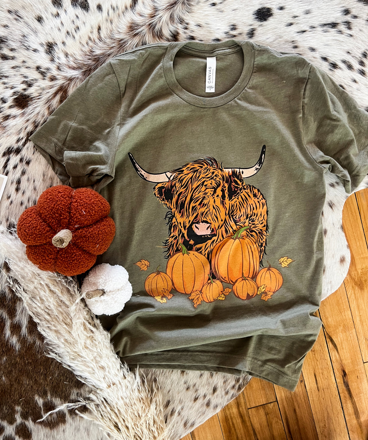 Fall Howdy Highland Tee (light army)