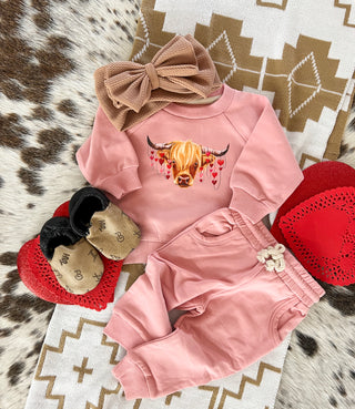 Highland Valentine Sweatshirt Set(Pink)(FRINGED EXCLUSIVE)