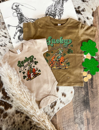 Lucky Cowboy St Patrick's Tee/Onesie(little kid)Clay