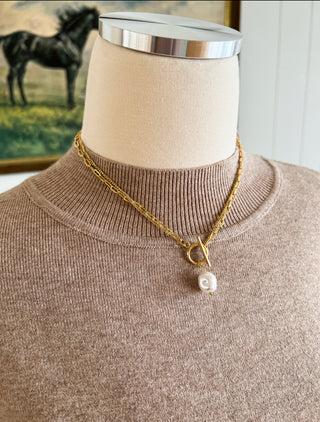 Pearl And Gold Chain Necklace(large Pearl)
