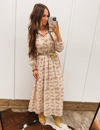 Neutral Howdy Lasso Maxi Dress