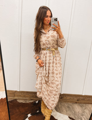 Neutral Howdy Lasso Maxi Dress