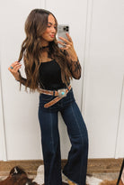 All Over Floral Lace Sheer Top(Black)