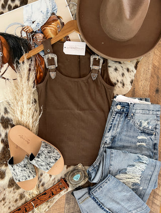 Buckle Babe Tank Brown