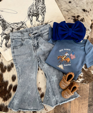 Western Denim Little Girl Star Flares